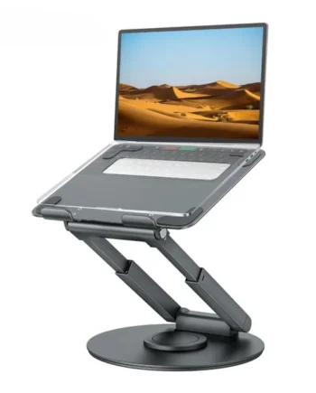 Tounee LS07 Telescopic Laptop Stand for Desk with 360° Swivel Base, Sit to Stand, Height Adjustable, Portable Riser Holder