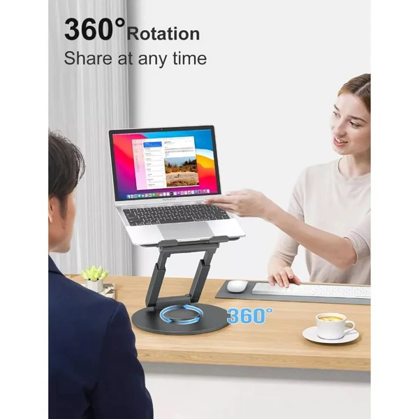 Tounee LS07 Telescopic Laptop Stand for Desk with 360° Swivel Base, Sit to Stand, Height Adjustable, Portable Riser Holder