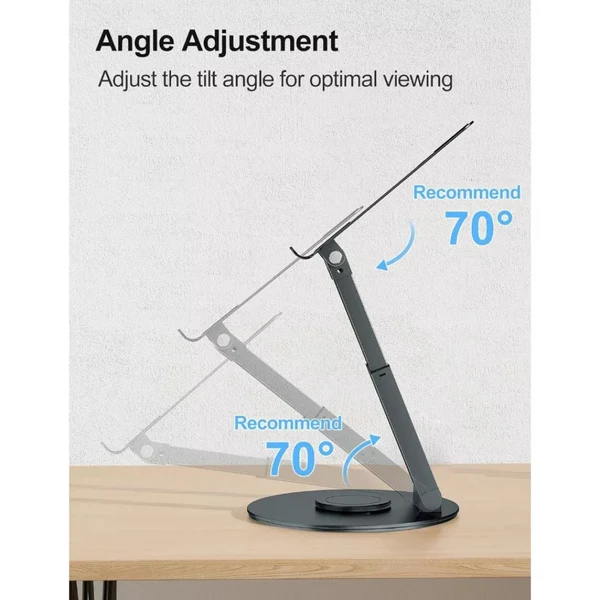 Tounee LS07 Telescopic Laptop Stand for Desk with 360° Swivel Base, Sit to Stand, Height Adjustable, Portable Riser Holder