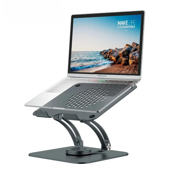 TOUNEE LS16 Swivel Laptop Stand for Desk, Adjustable Computer Stand Laptop Holder with 360° Rotating Base, All Laptop Up to 17"
