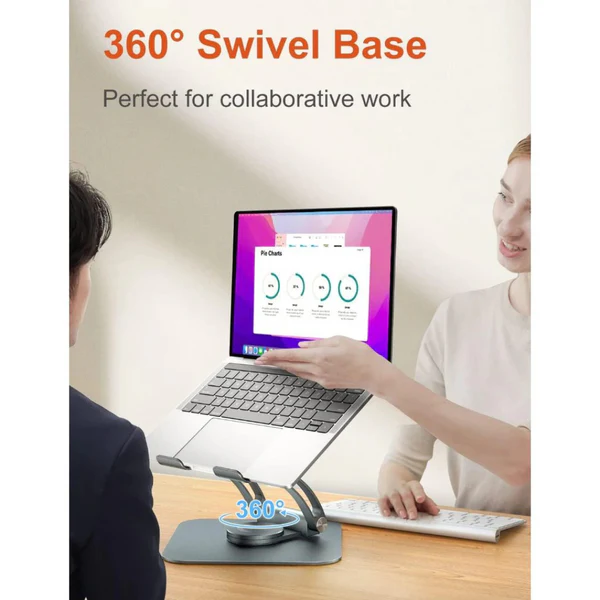 TOUNEE LS16 Swivel Laptop Stand for Desk, Adjustable Computer Stand Laptop Holder with 360° Rotating Base, All Laptop Up to 17"