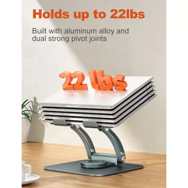 TOUNEE LS16 Swivel Laptop Stand for Desk, Adjustable Computer Stand Laptop Holder with 360° Rotating Base, All Laptop Up to 17"