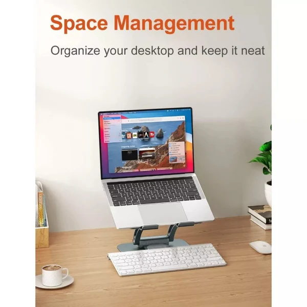 TOUNEE LS16 Swivel Laptop Stand for Desk, Adjustable Computer Stand Laptop Holder with 360° Rotating Base, All Laptop Up to 17"