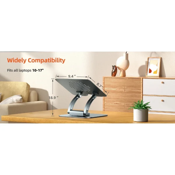 TOUNEE LS16 Swivel Laptop Stand for Desk, Adjustable Computer Stand Laptop Holder with 360° Rotating Base, All Laptop Up to 17"