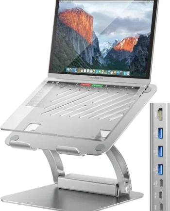 Tounee Laptop Stand with Detachable USB-C Hub, 100W PD Charging, 4K@60Hz HDMI, 3 USB Ports, Ergonomic Laptop Holder Docking Station for 10-17" Laptops, MacBook & More