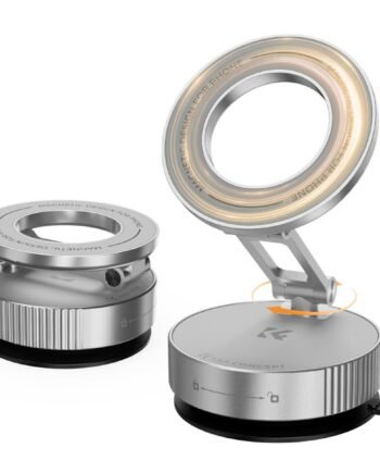 Magnetic Car Phone Holder, 360° Rotatable Vacuum Mount - Alloy Edition Silver