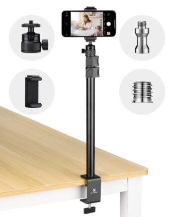 Camera Desk Mount 16"-37" with 360° Ball Head & Phone Holder