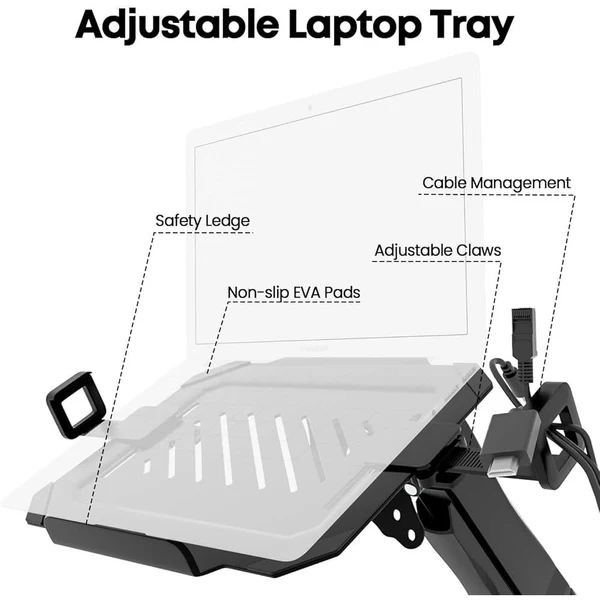 TECHGO Bracket 12"- 17" Universal Laptop Holder For Monitor Arm